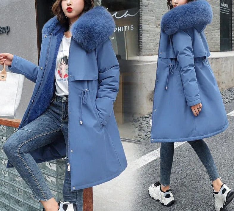 Long Hooded Winter Jacket - cotton and polyester blend - comfortable and durable - various colors - pockets for warmth