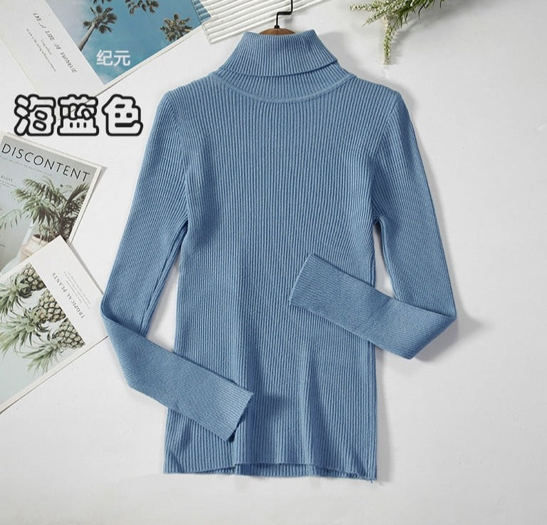 Turtleneck Knitted Sweater | Polyester, Nylon & Cotton Blend | Comfortable & Elegant | Various Colors Available