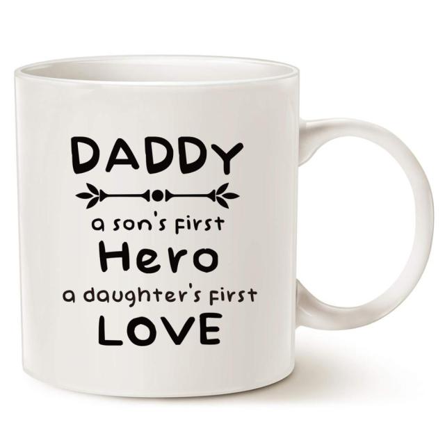 "Dad's First Hero, Daughter's First Love mug - A meaningful gift to show your love for dad.