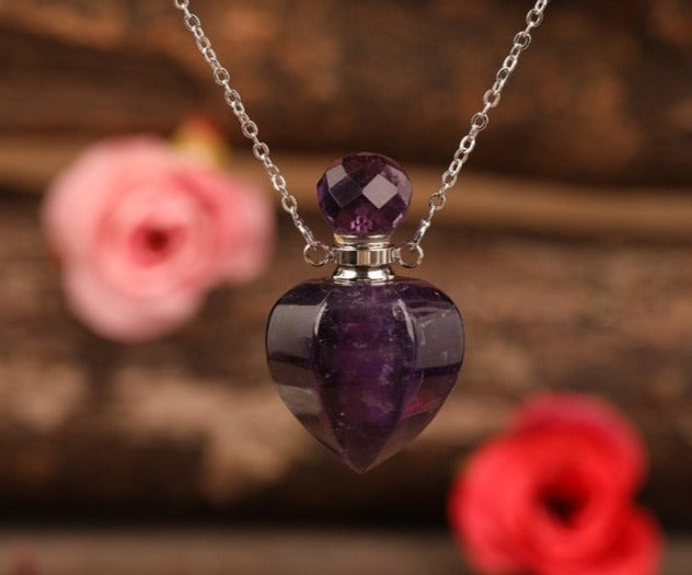 Heart-shaped Gold Silvery Necklace with treated rose quartz stone - A versatile and elegant accessory for women, promoting emotional bonding and desire.