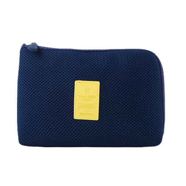 Travel Accessory Cable Bag - Durable polyester, organizes electronic gadgets, various colors and designs.