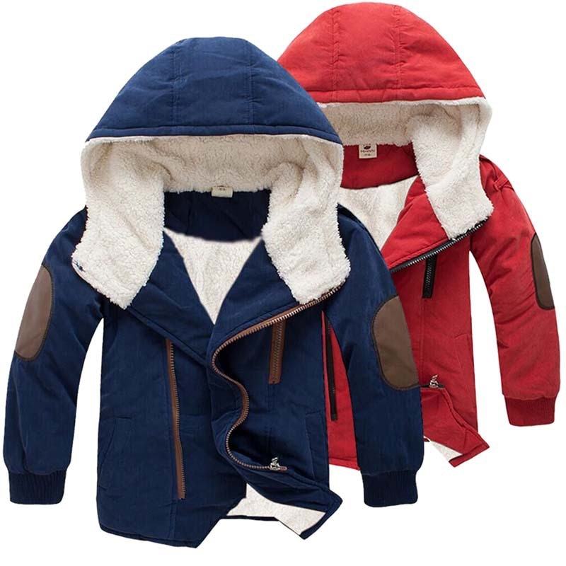 Thick Hooded Coat for Kids - Cotton, polyester, hooded, sizes 4 to 12 years, various variants.