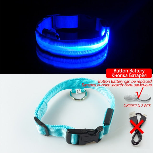 Pet Collar - USB Charging and Button Battery Versions - Quick Release - High-Quality Nylon and Fiber - Anti-lost - Avoid Car Accidents - Suitable for Small, Medium, and Large Dogs