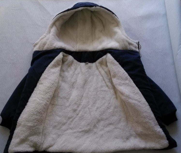 Thick Hooded Coat for Kids - Cotton, polyester, hooded, sizes 4 to 12 years, various variants.