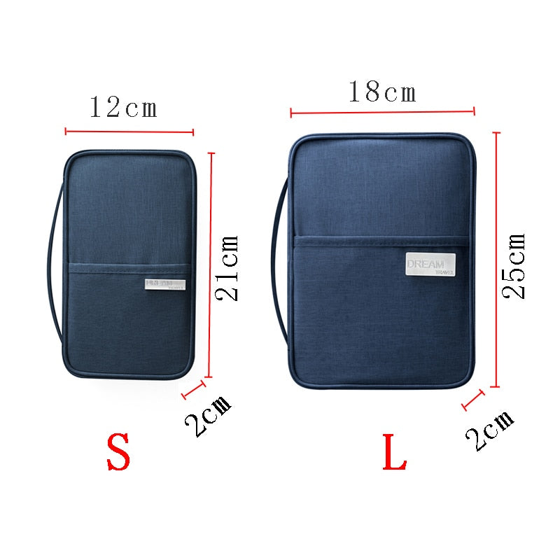Waterproof Passport Holder - Durable oxford material, zipper closure, protects passport and cards during travel.