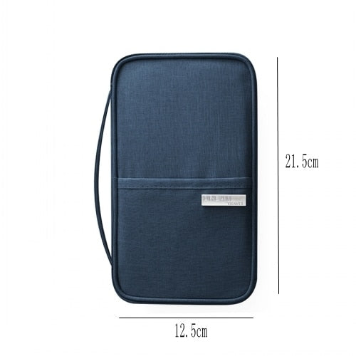 Waterproof Passport Holder - Durable oxford material, zipper closure, protects passport and cards during travel.