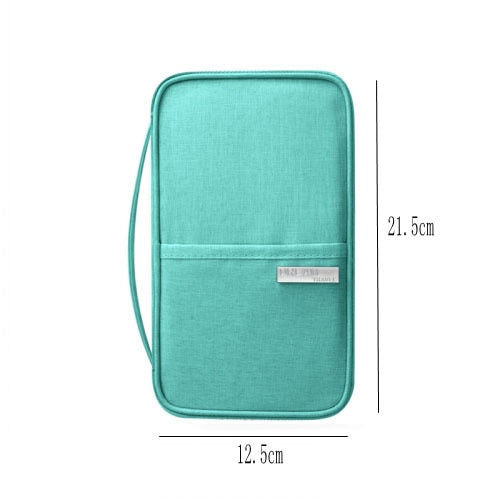 Waterproof Passport Holder - Durable oxford material, zipper closure, protects passport and cards during travel.