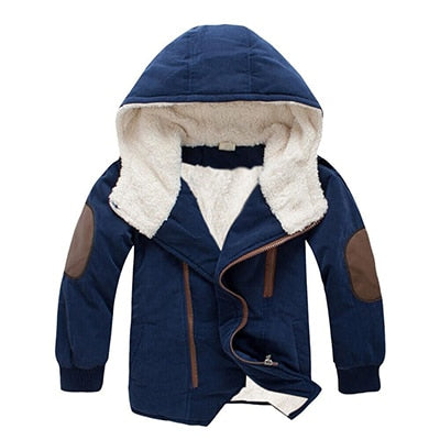 Thick Hooded Coat for Kids - Cotton, polyester, hooded, sizes 4 to 12 years, various variants.