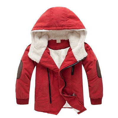 Thick Hooded Coat for Kids - Cotton, polyester, hooded, sizes 4 to 12 years, various variants.