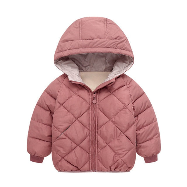 Thick Hooded Coat for Kids - Cotton, polyester, hooded, sizes 4 to 12 years, various variants.