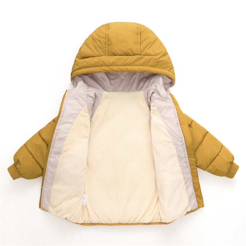 Thick Hooded Coat for Kids - Cotton, polyester, hooded, sizes 4 to 12 years, various variants.
