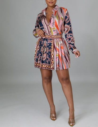 2-piece spring fashion office outfit with above-the-knee skirt, made from comfortable and stretchy polyester-spandex blend.