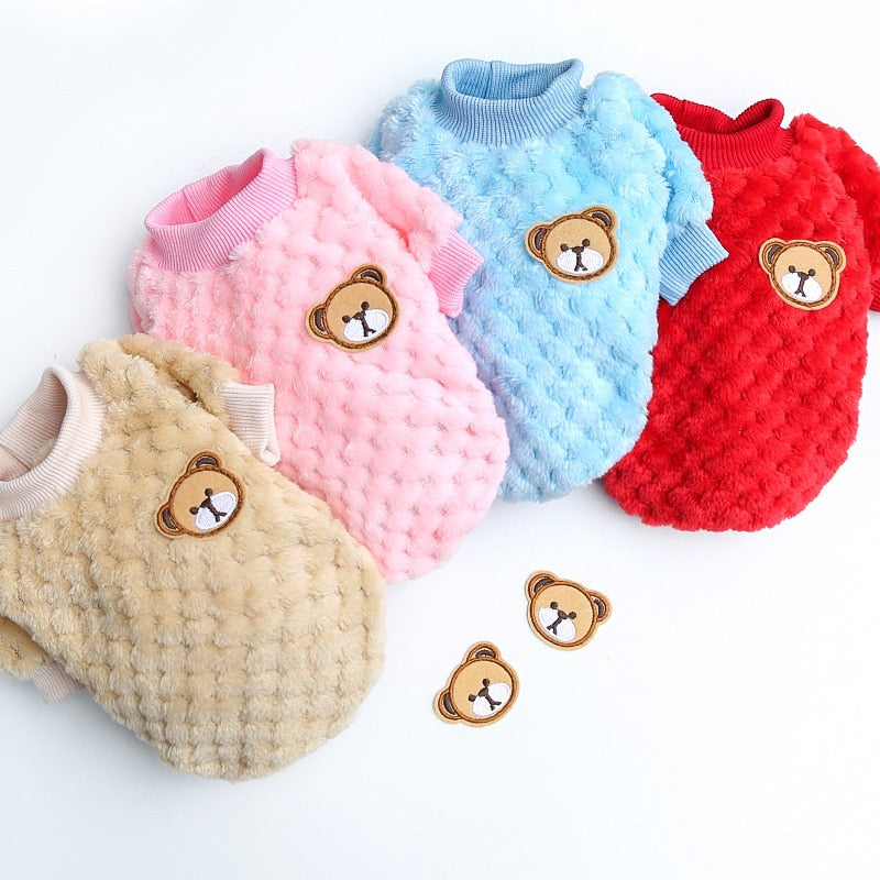 Image of Super Cute Winter Warm Sweater - Cozy coral fleece fabric, adorable design, perfect gift for your furry friend. Keep your pet warm and stylish with this cute sweater.