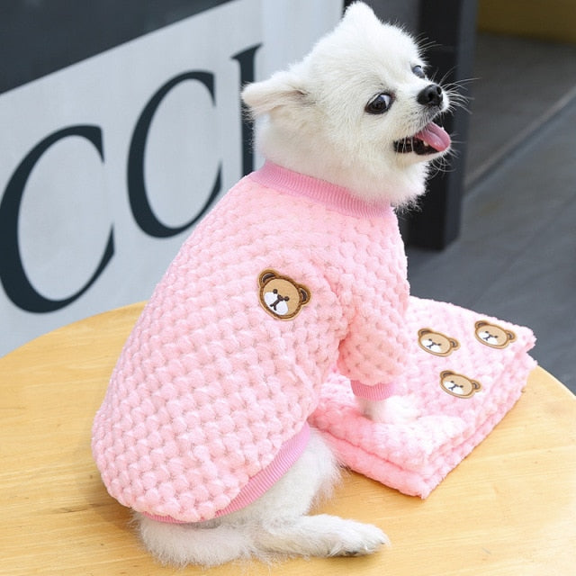 Image of Super Cute Winter Warm Sweater - Cozy coral fleece fabric, adorable design, perfect gift for your furry friend. Keep your pet warm and stylish with this cute sweater.