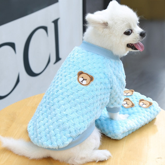 Image of Super Cute Winter Warm Sweater - Cozy coral fleece fabric, adorable design, perfect gift for your furry friend. Keep your pet warm and stylish with this cute sweater.