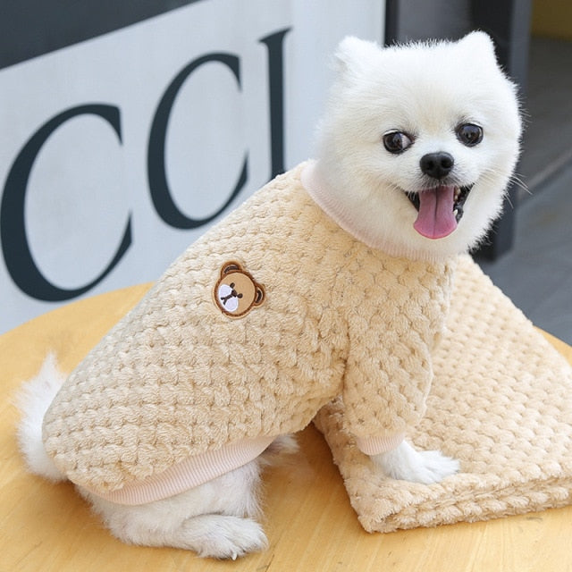 Image of Super Cute Winter Warm Sweater - Cozy coral fleece fabric, adorable design, perfect gift for your furry friend. Keep your pet warm and stylish with this cute sweater.